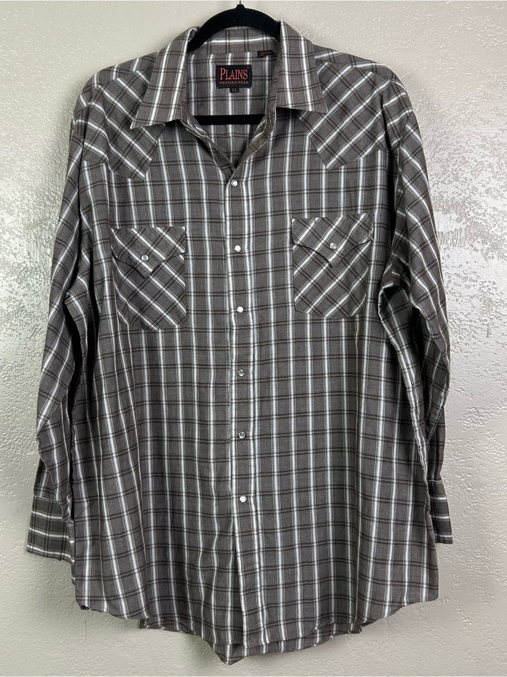 5for $30 Plains Men's Brown Plaid Button-Down Casual Shirt